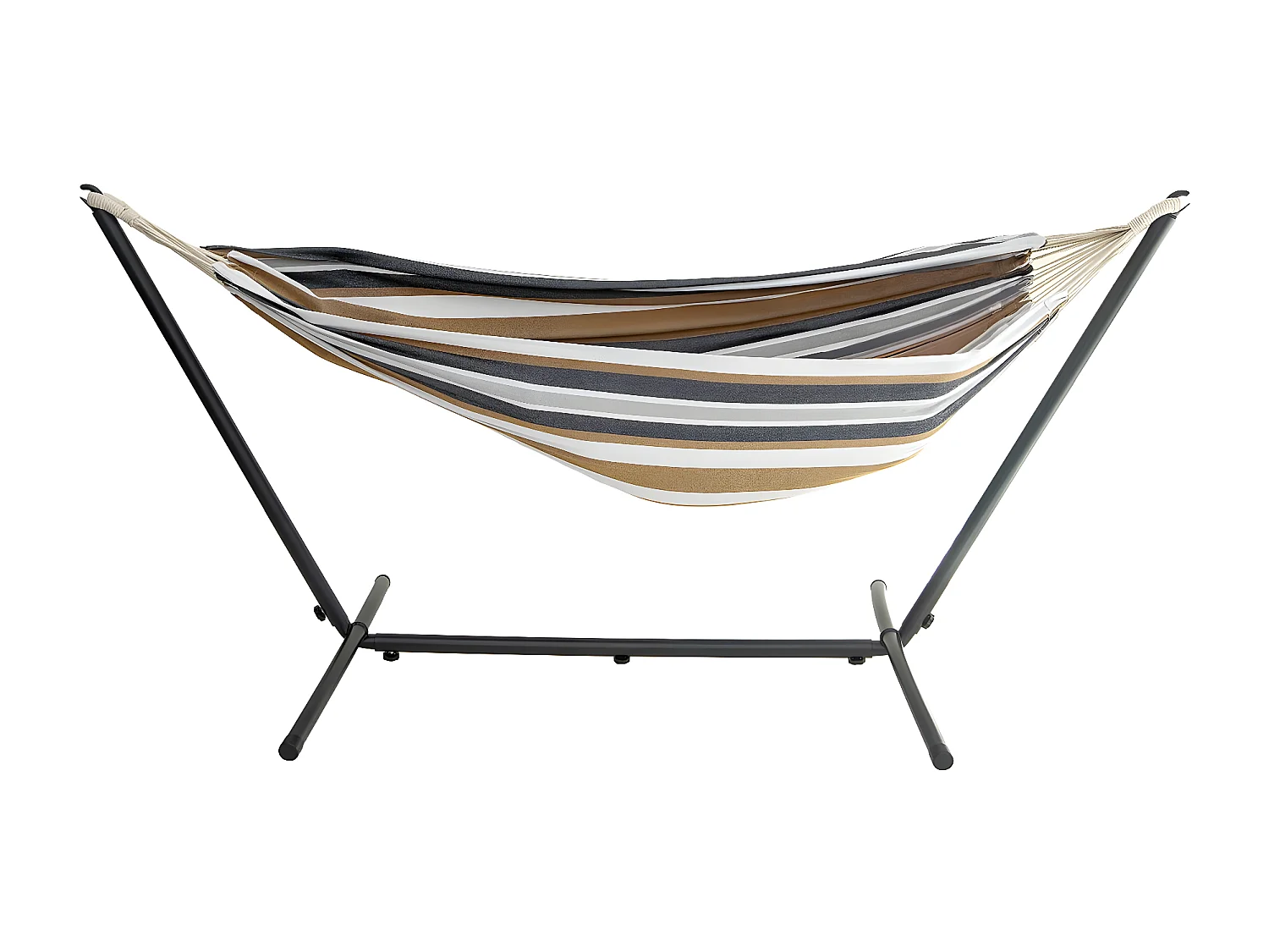 Amaca in tessuto con supporto in metallo resistente alle intemperie - Marrone e Bianco