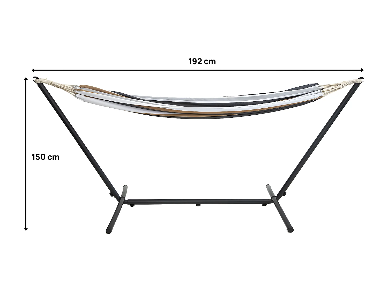 Amaca in tessuto con supporto in metallo resistente alle intemperie - Marrone e Bianco