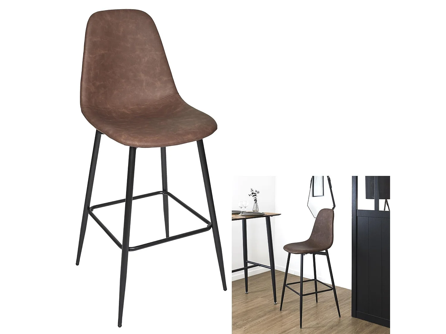 Chaise De Bar Amber Marron - Lot De 2 Marron