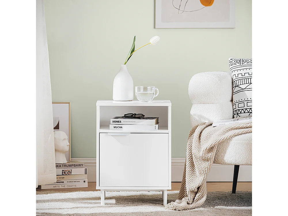 SoBuy FBT124-W Table de Chevet, Table de Nuit, Table d'Appoint, Bout de Canapé