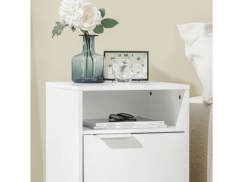 SoBuy FBT124-W Table de Chevet, Table de Nuit, Table d'Appoint, Bout de Canapé