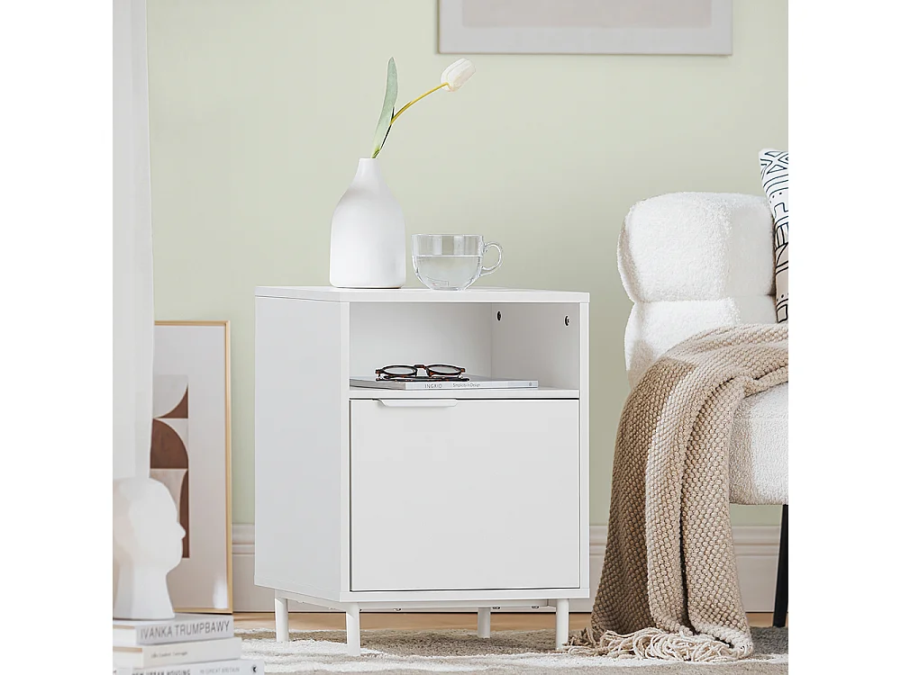 SoBuy FBT124-W Table de Chevet, Table de Nuit, Table d'Appoint, Bout de Canapé