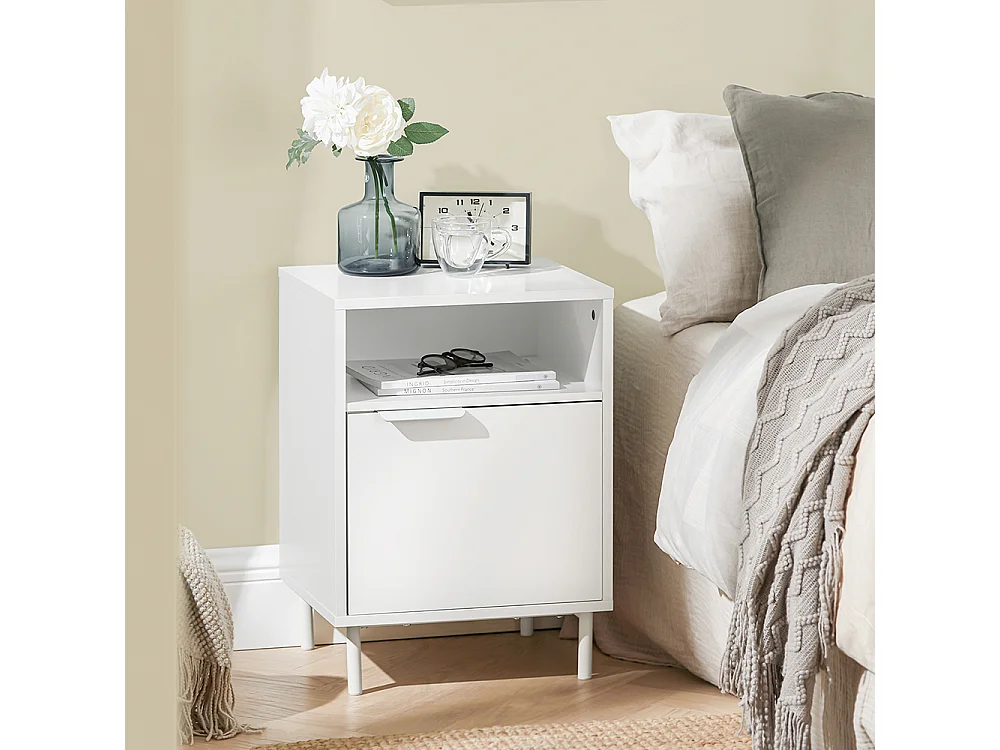 SoBuy FBT124-W Table de Chevet, Table de Nuit, Table d'Appoint, Bout de Canapé