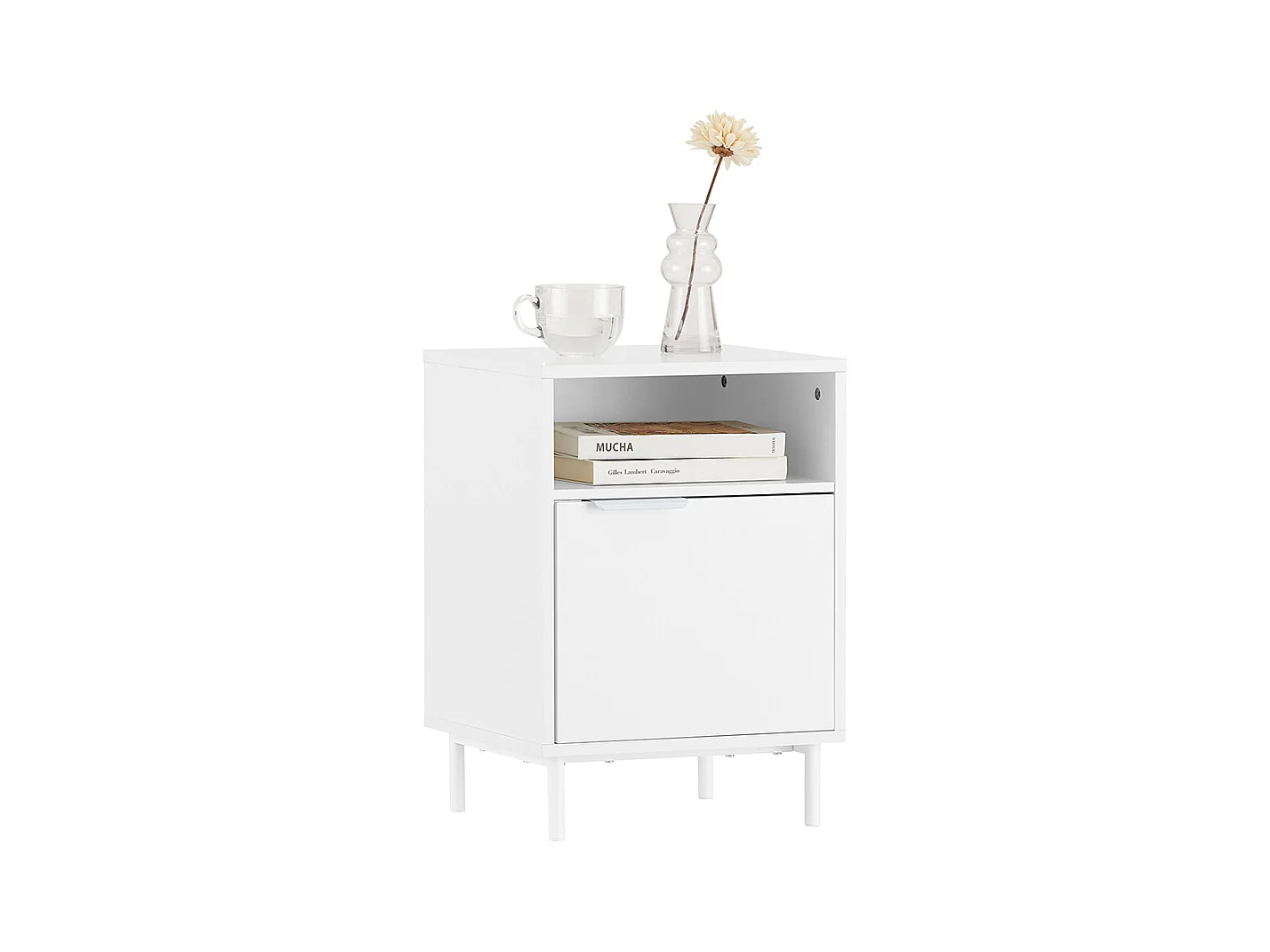 SoBuy FBT124-W Table de Chevet, Table de Nuit, Table d'Appoint, Bout de Canapé