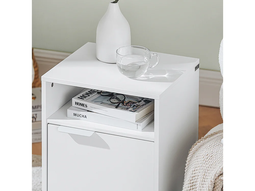 SoBuy FBT124-W Table de Chevet, Table de Nuit, Table d'Appoint, Bout de Canapé