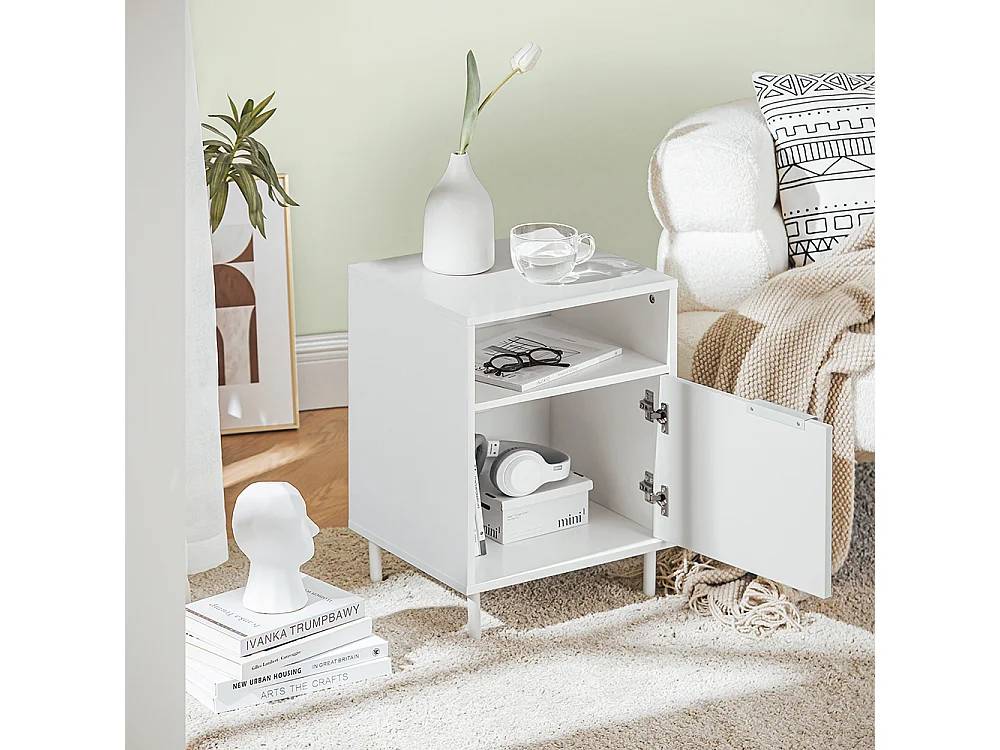 SoBuy FBT124-W Table de Chevet, Table de Nuit, Table d'Appoint, Bout de Canapé