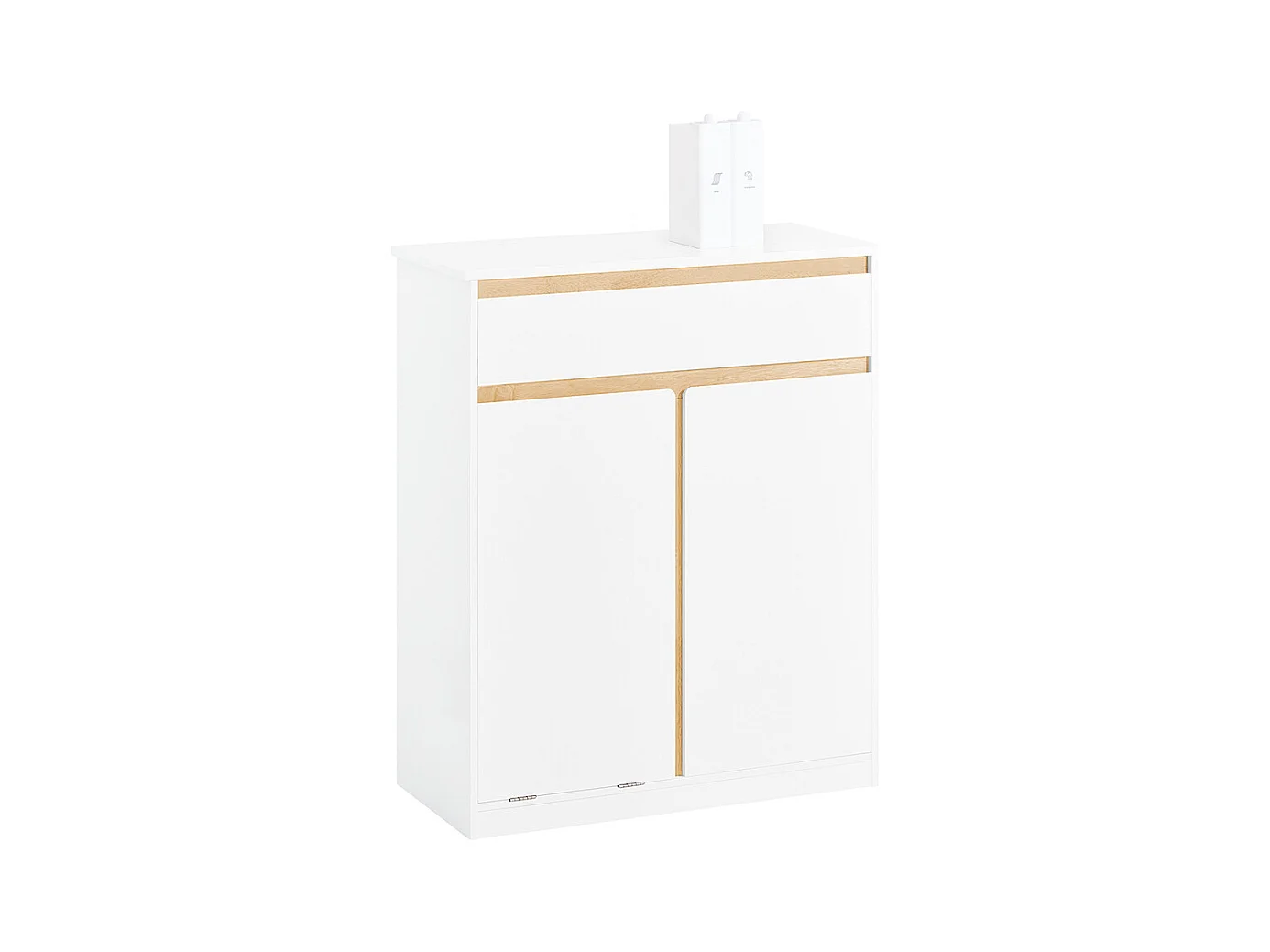 SoBuy BZR79-W Meuble Bas de Salle de Bain avec Bac à Linge Amovible Armoire à Linge Commode