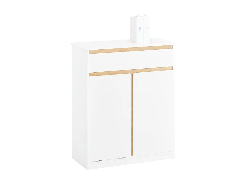 SoBuy BZR79-W Meuble Bas de Salle de Bain avec Bac à Linge Amovible Armoire à Linge Commode