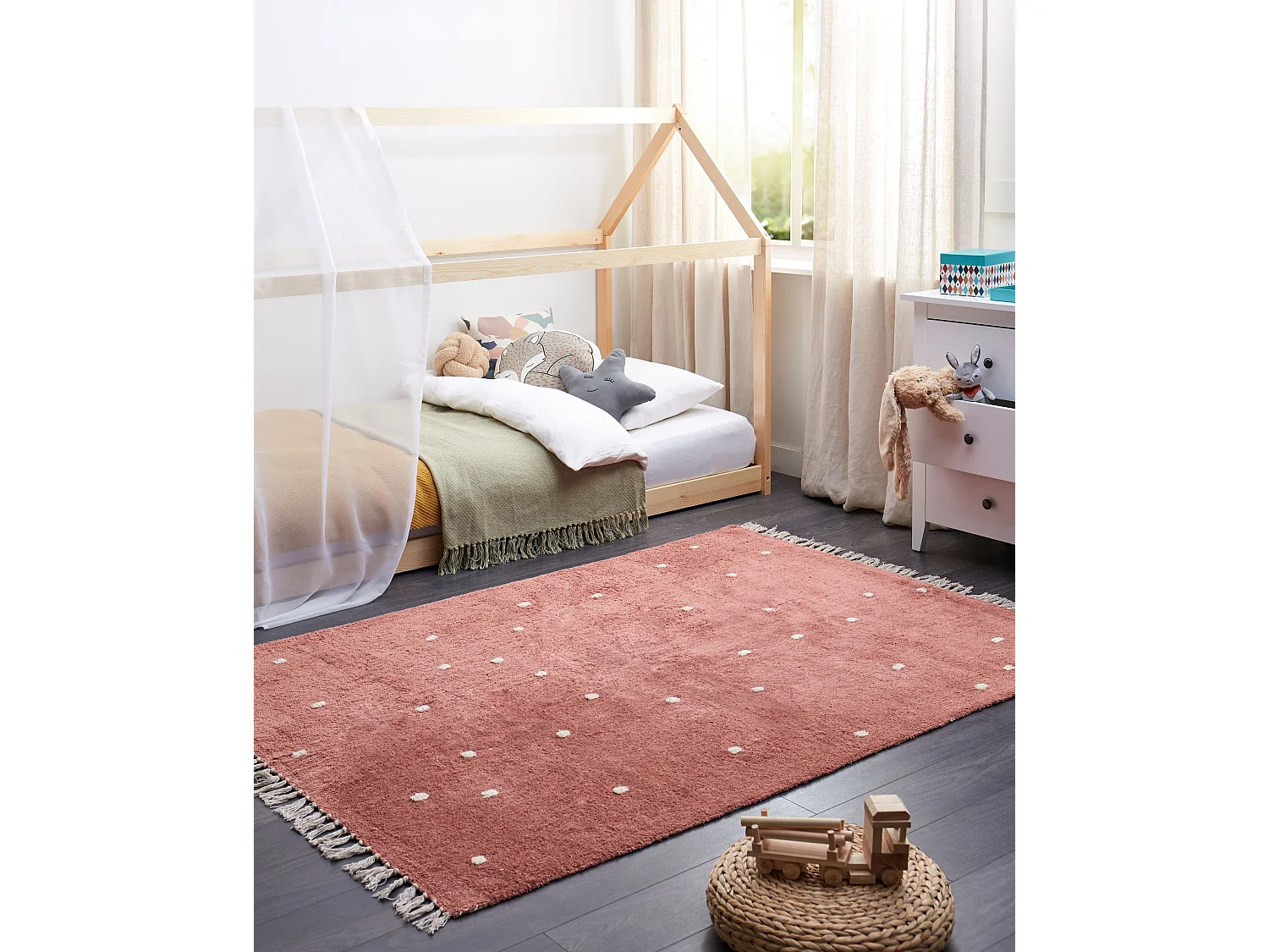 Tapis 140 x 200 cm en coton rouge clair ASTAF