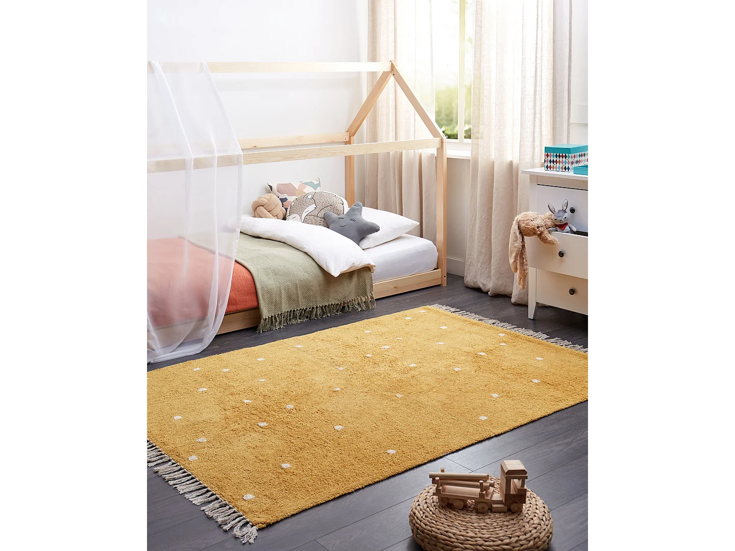 Tapis 140 x 200 cm en coton moutarde ASTAF