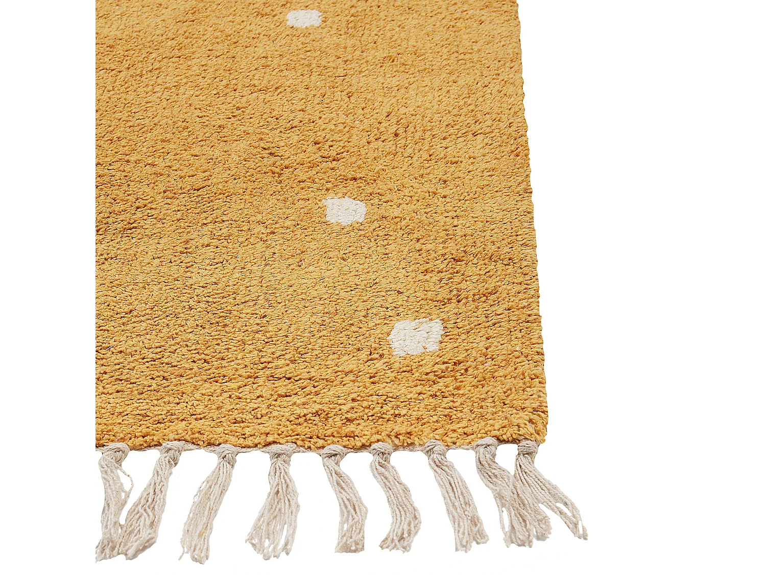 Moderner Baumwollteppich mit weißen Punkten Rechteckig 140x200 cm Gelb Astaf