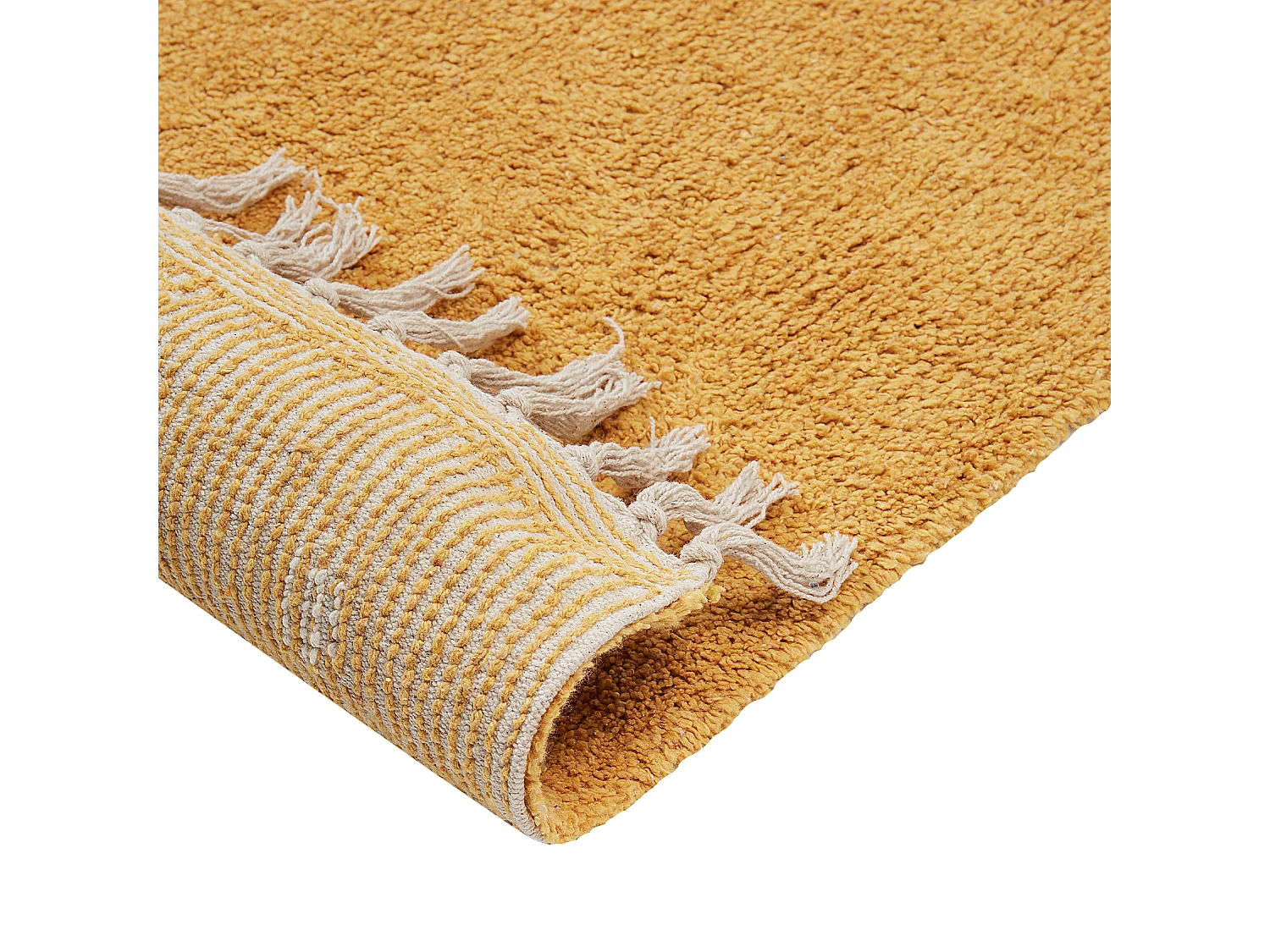 Moderner Baumwollteppich mit weißen Punkten Rechteckig 140x200 cm Gelb Astaf