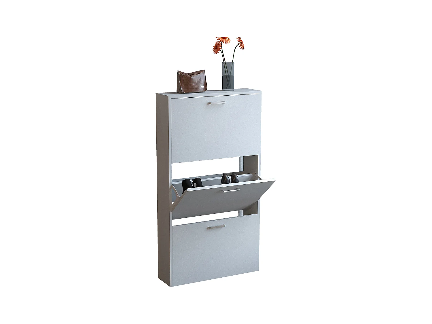 Shoe cabinet Sulos White H. 108 x W. 59 x D. 17 cm
