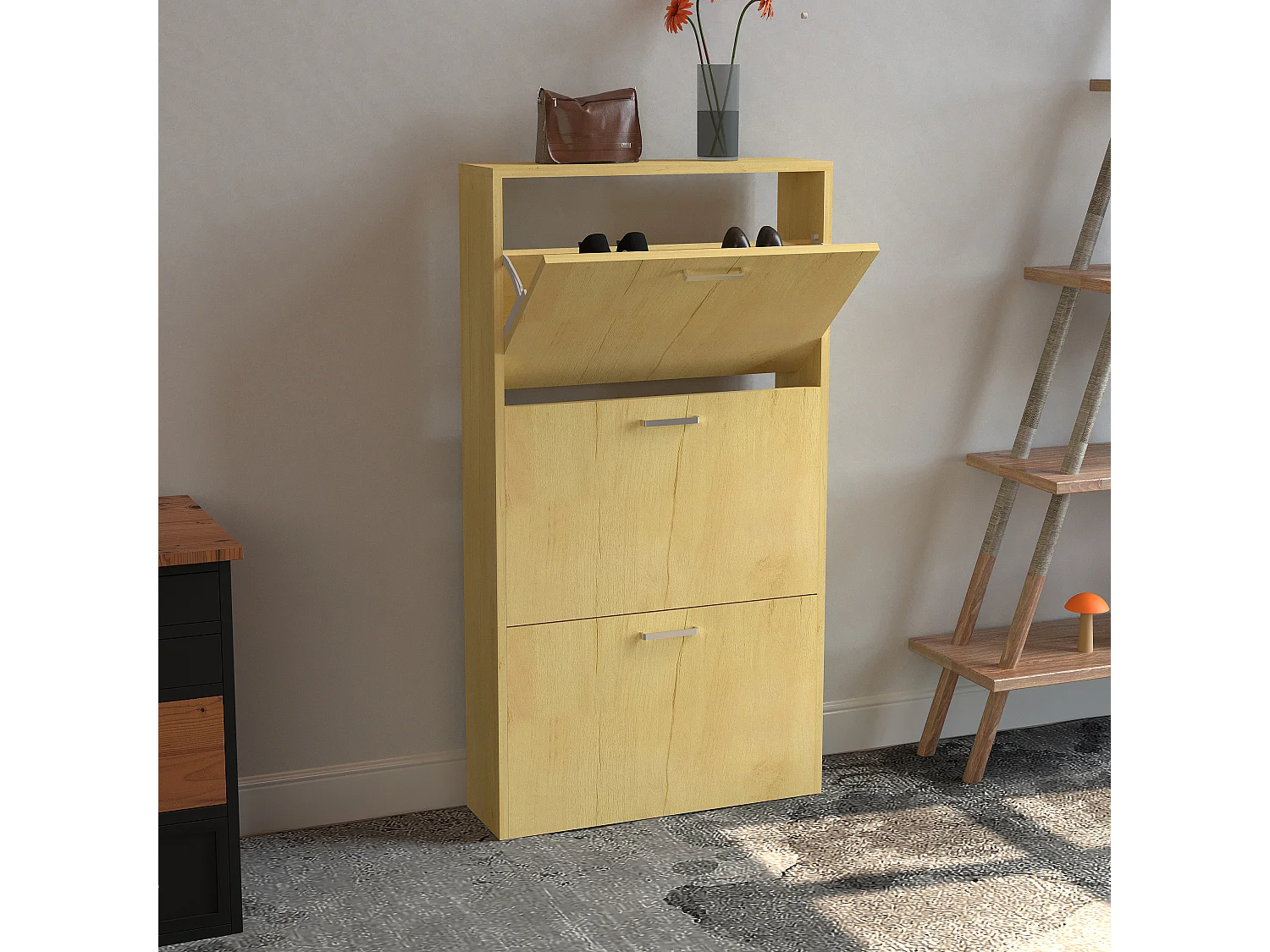 Shoe cabinet Sulos Honey oak H. 108 x W. 59 x D. 17 cm