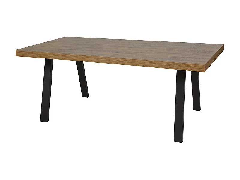 DENVER - Table Rectangulaire 200cm Aspect Bois Piètement A Métal Noir