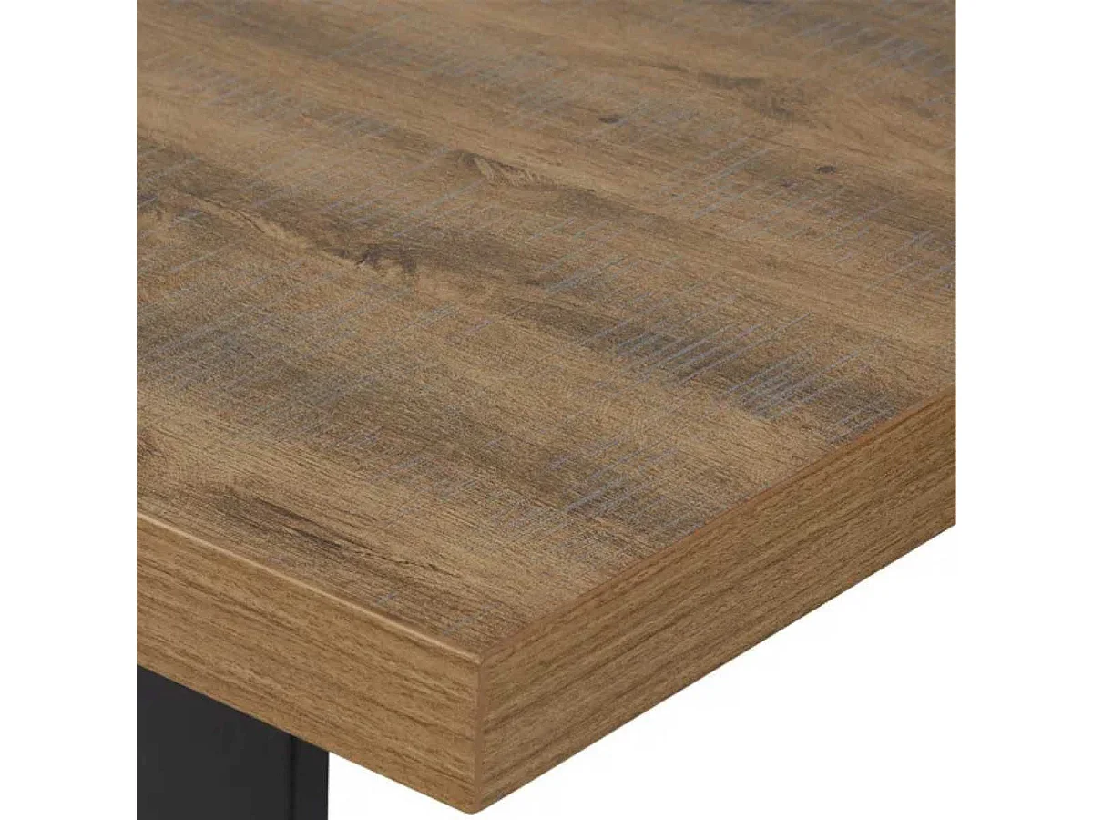 DENVER - Table Rectangulaire 200cm Aspect Bois Piètement A Métal Noir