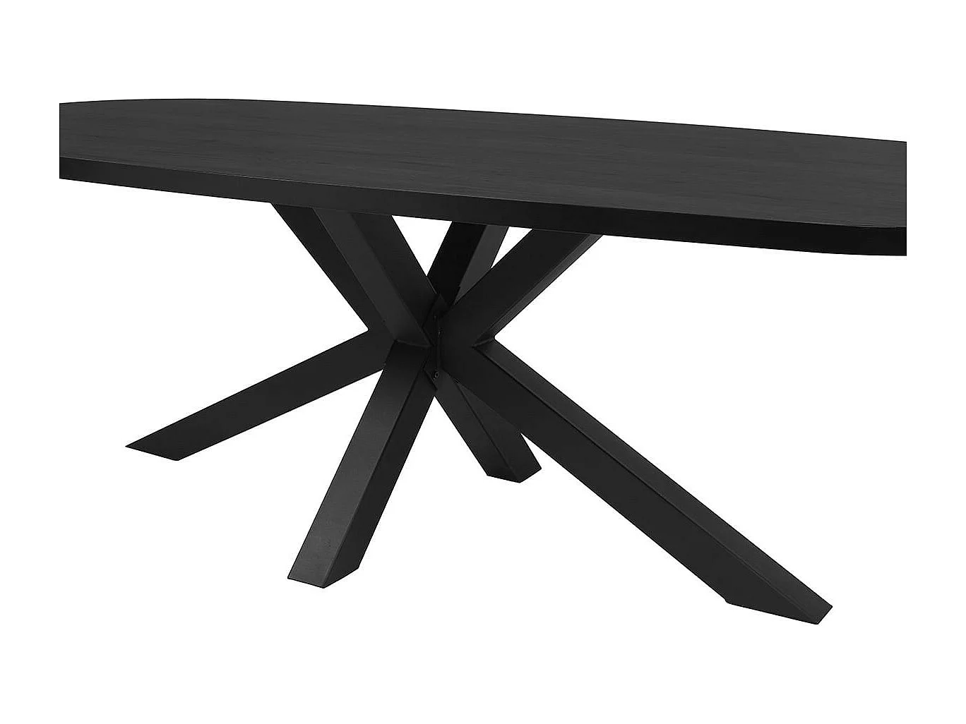 NOX - Table Ovale 230cm Aspect Bois Piètement Etoile Métal Noir