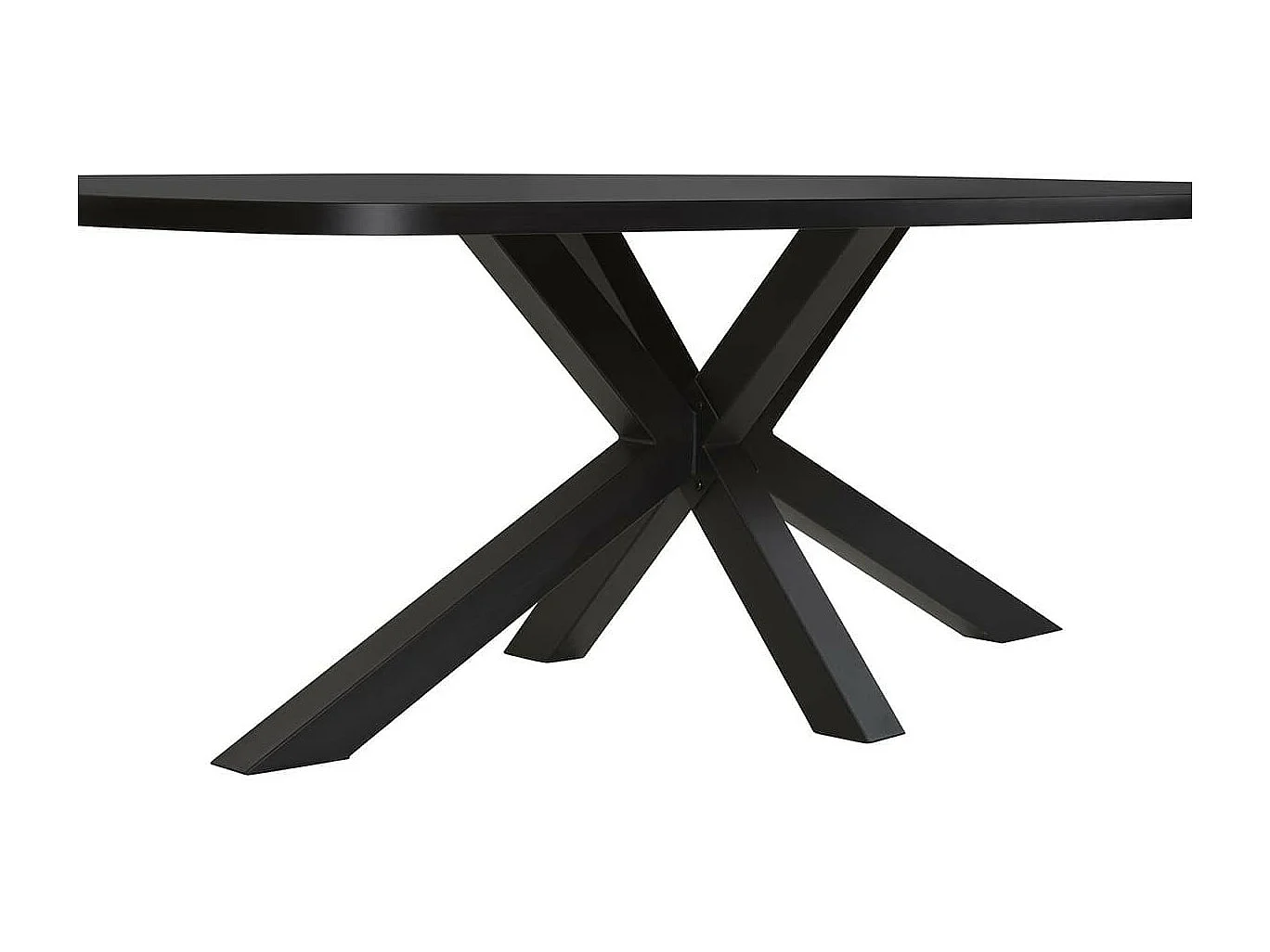 NOX - Table Ovale 230cm Aspect Bois Piètement Etoile Métal Noir