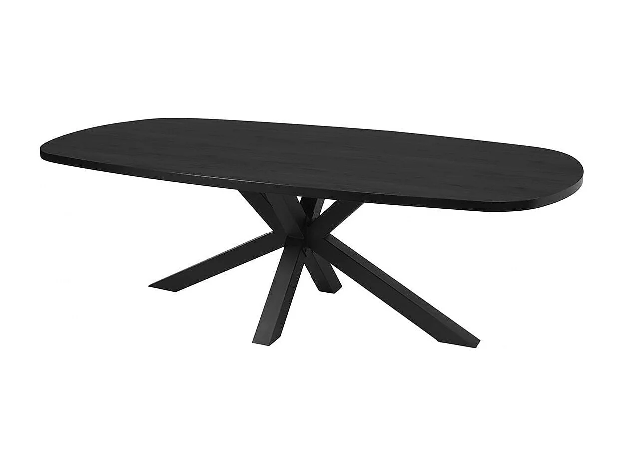 NOX - Table Ovale 230cm Aspect Bois Piètement Etoile Métal Noir
