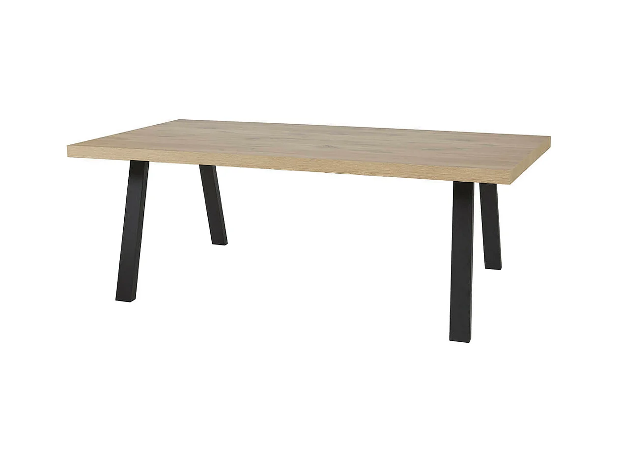 CANYON - Table Rectangulaire 200cm Aspect Bois Piètement A Métal Noir