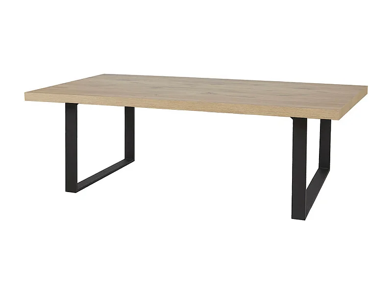 CANYON - Table Rectangulaire 200cm Aspect Bois Piètement U Métal Noir