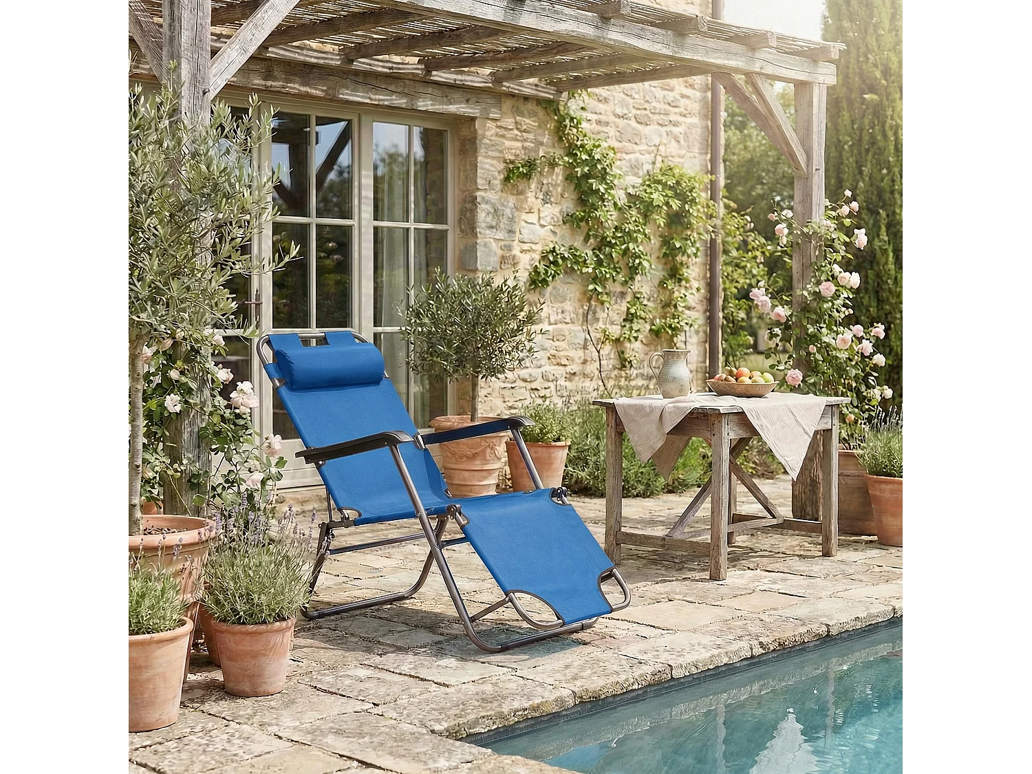 Sun lounger Maltosa Blue L. 153 x H. 27 x W. 60 cm