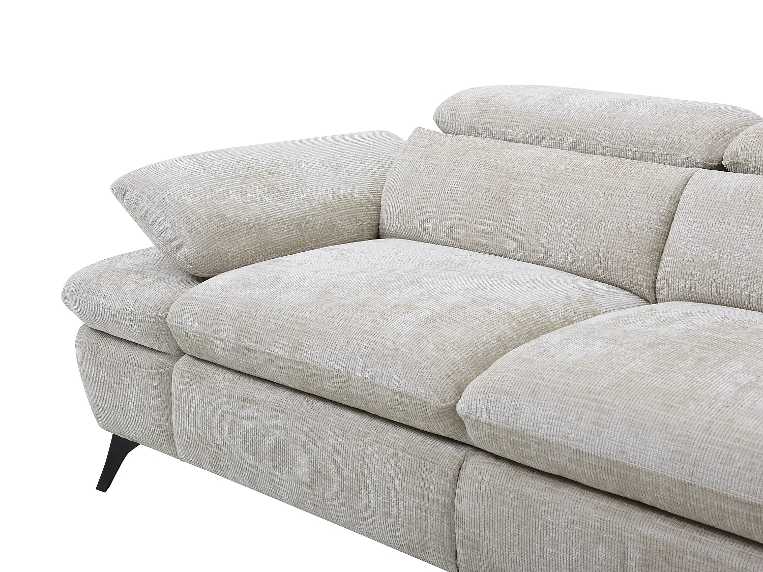 Ecksofa mit Schlaffunktion mit Bettkasten - Ecke rechts - Strukturstoff - Beige - MORAVA