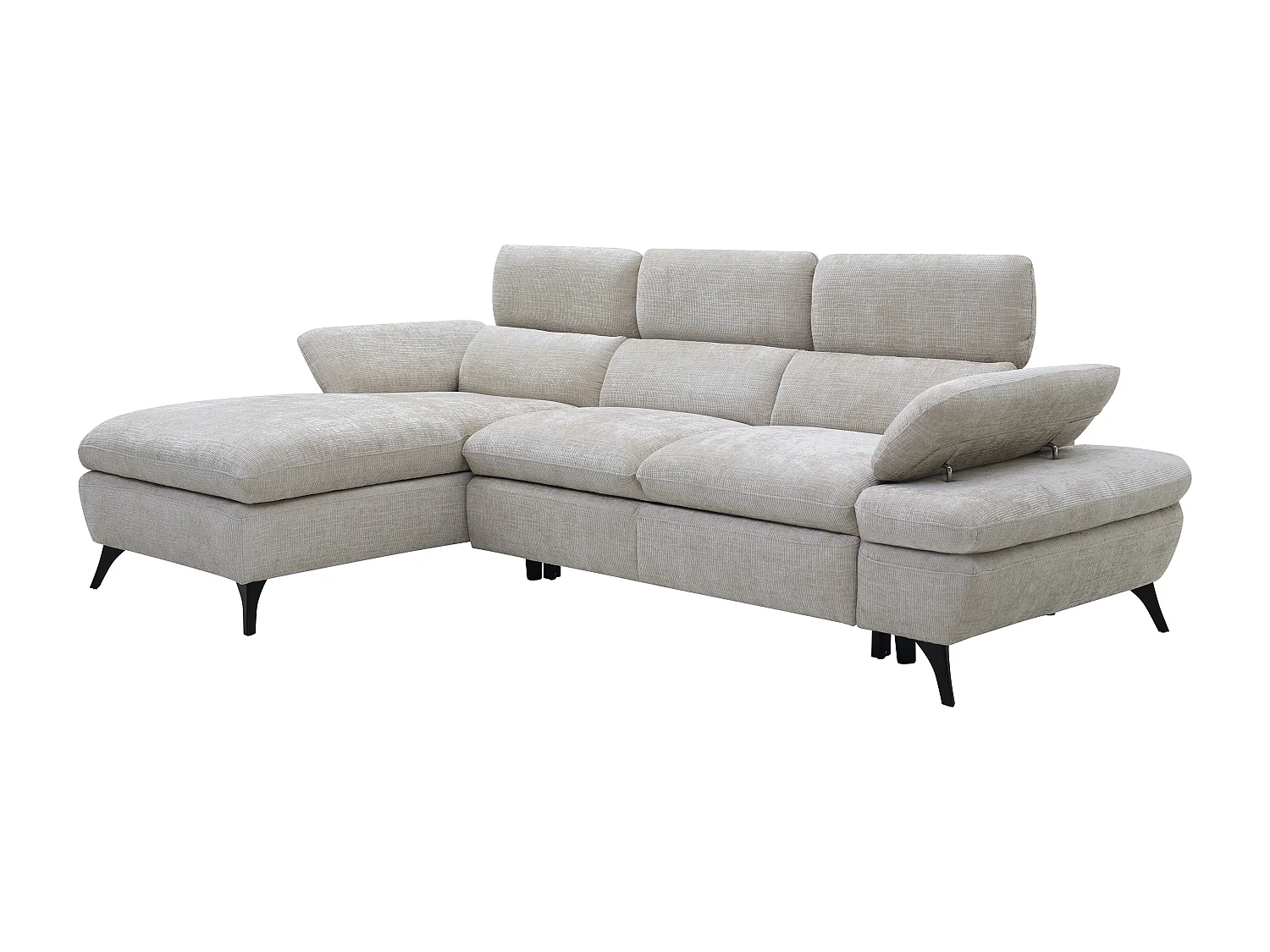 Canapé d'angle gauche convertible en tissu texturé beige SURDELI