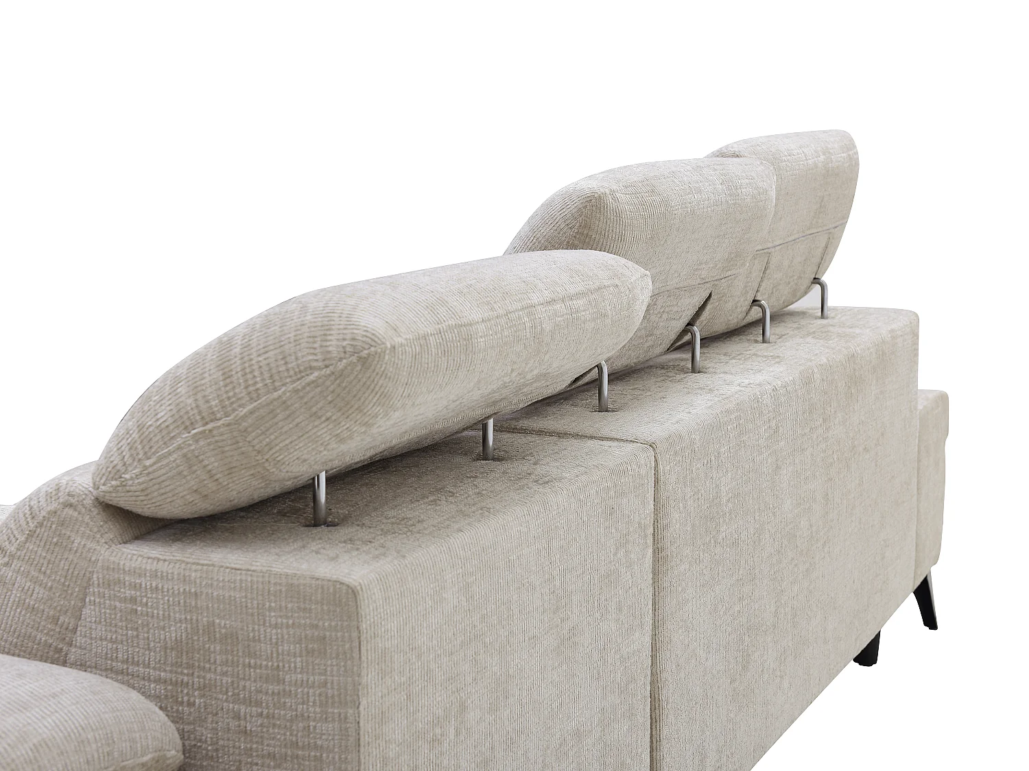 Canapé d'angle gauche convertible en tissu texturé beige SURDELI