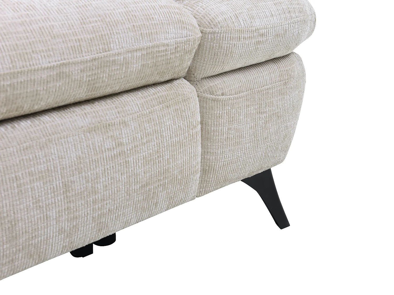 Venstre hjørnesofa som kan konverteres til seng, i strukturert stoff med beige oppbevaringsboks MORAVA