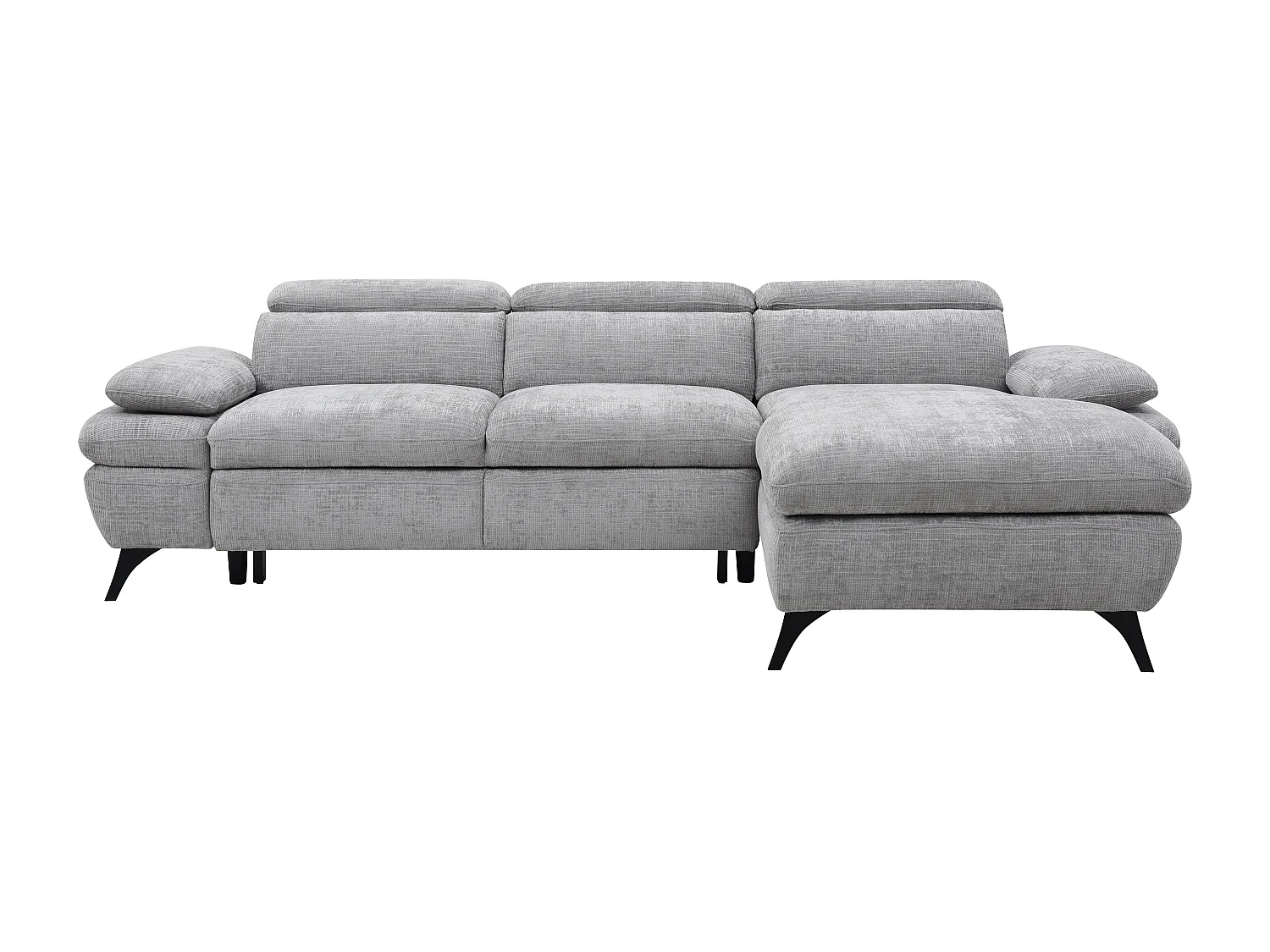 Canapé d'angle droit convertible en tissu texturé gris SURDELI