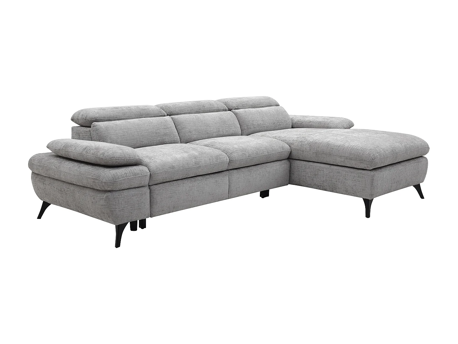 Canapé d'angle droit convertible en tissu texturé gris SURDELI