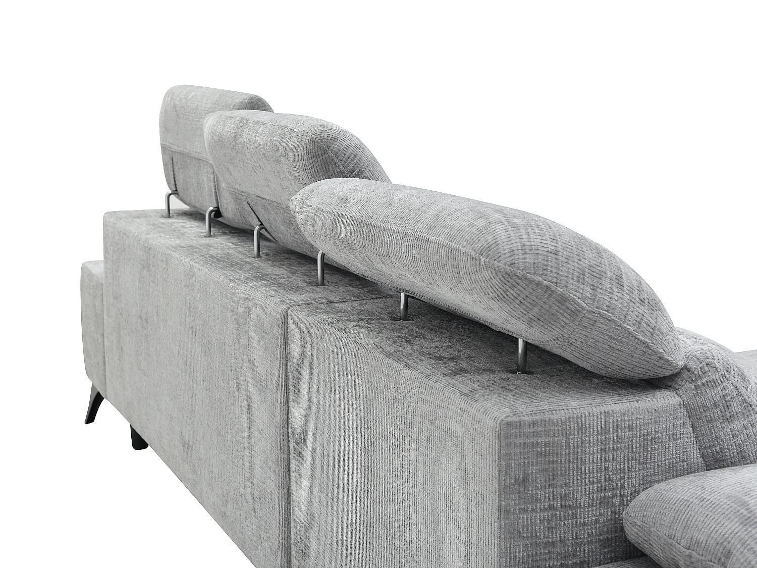 Canapé d'angle droit convertible en tissu texturé gris SURDELI