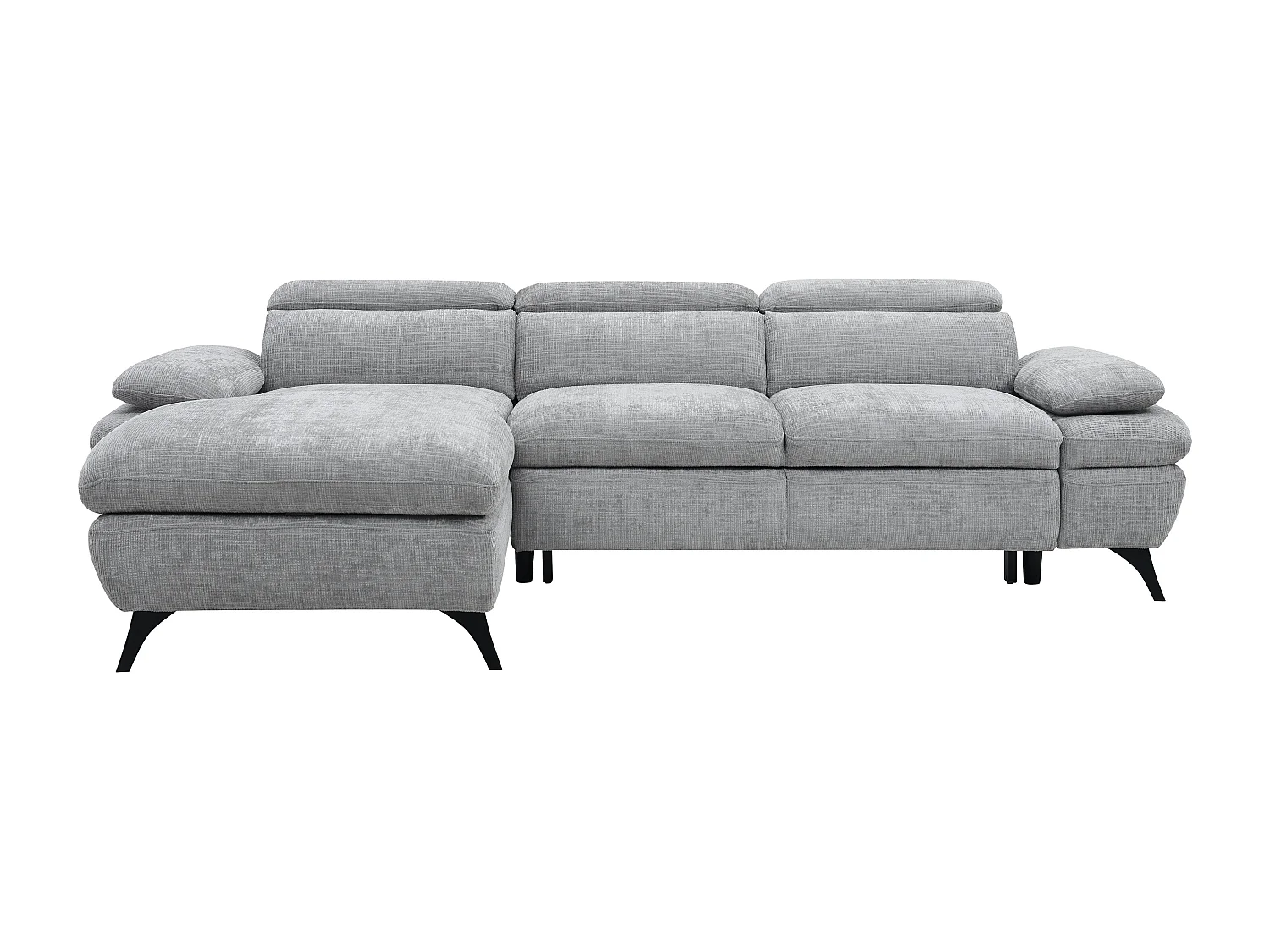 Canapé d'angle gauche convertible en tissu texturé gris SURDELI