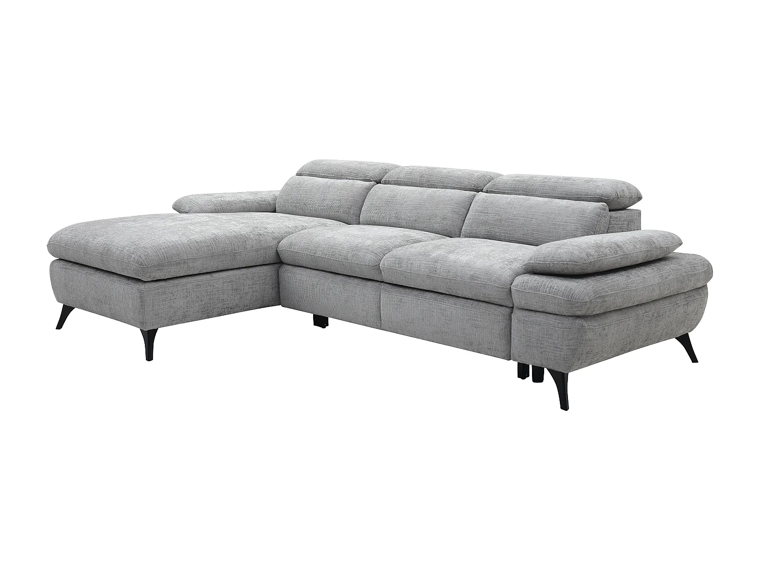 Canapé d'angle gauche convertible en tissu texturé gris SURDELI