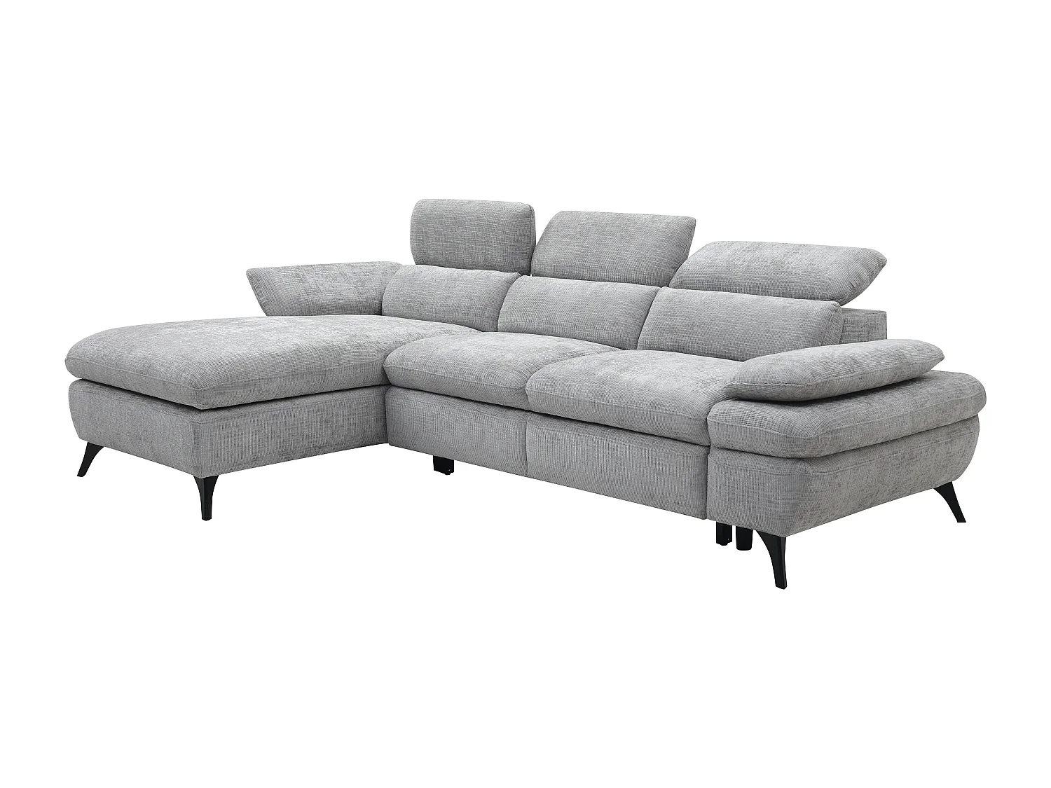 Canapé d'angle gauche convertible en tissu texturé gris SURDELI