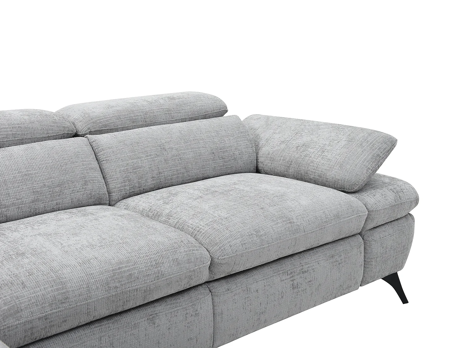 Canapé d'angle gauche convertible en tissu texturé gris SURDELI