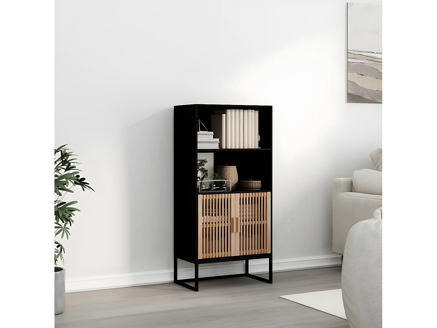 Highboard,Kommode Schwarz 60x35x125 cm Holzwerkstoff -gkd340070