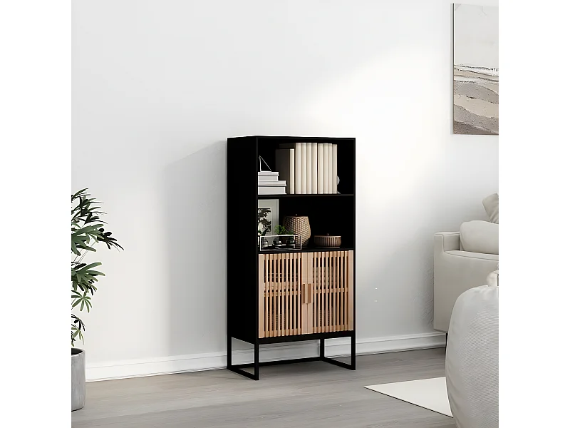 Highboard,Kommode Schwarz 60x35x125 cm Holzwerkstoff -gkd340070