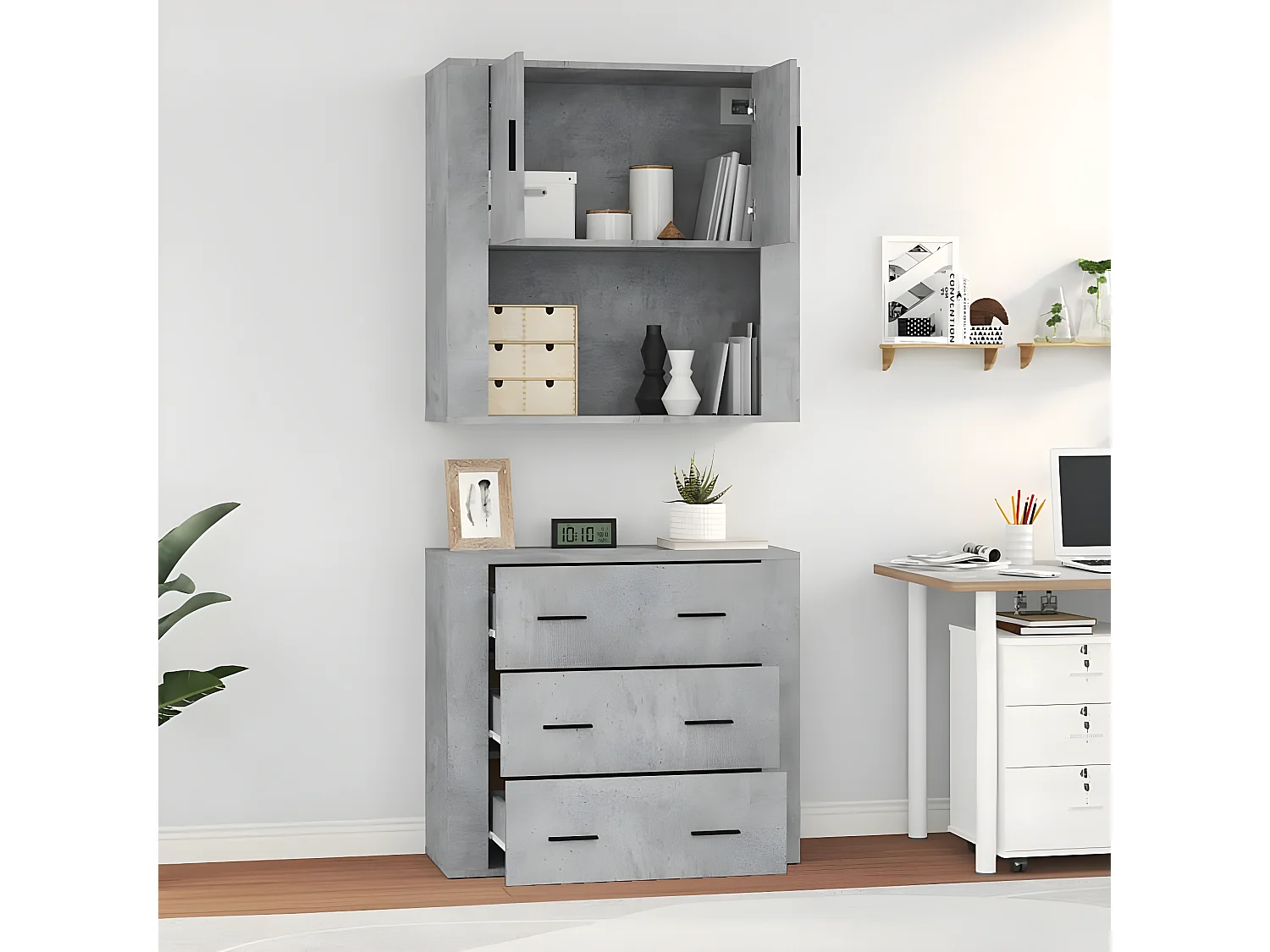 Highboard,Kommode Betongrau Holzwerkstoff -gkd420471