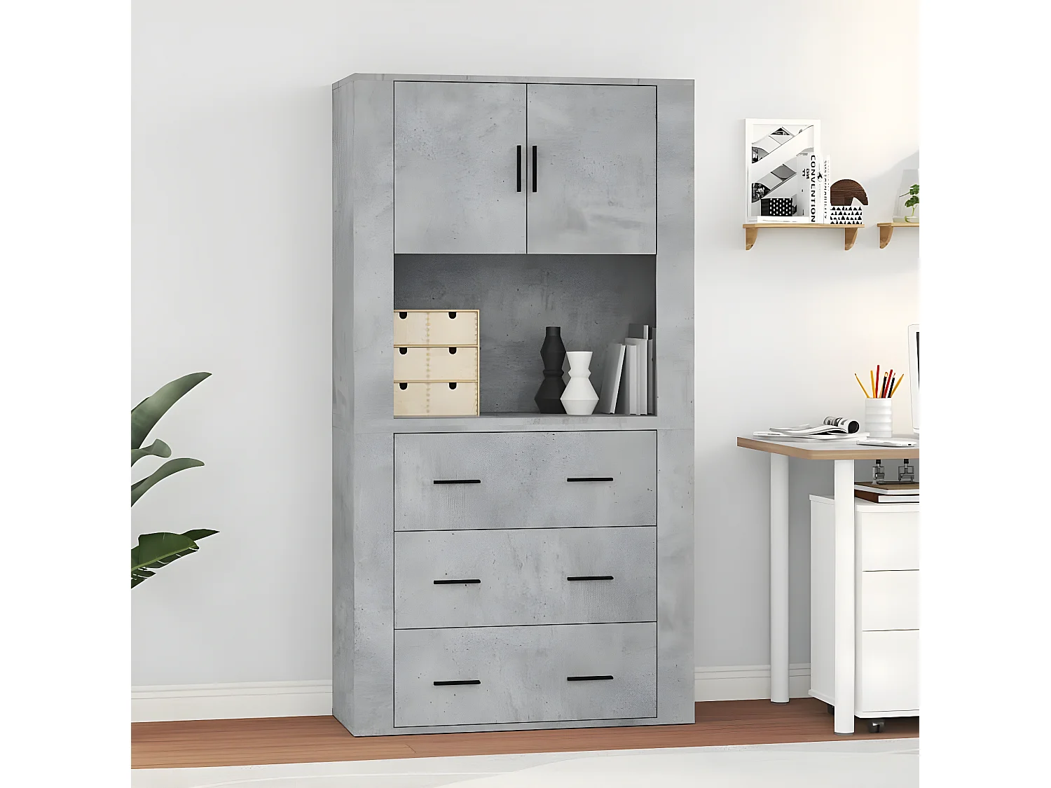 Highboard,Kommode Betongrau Holzwerkstoff -gkd420471