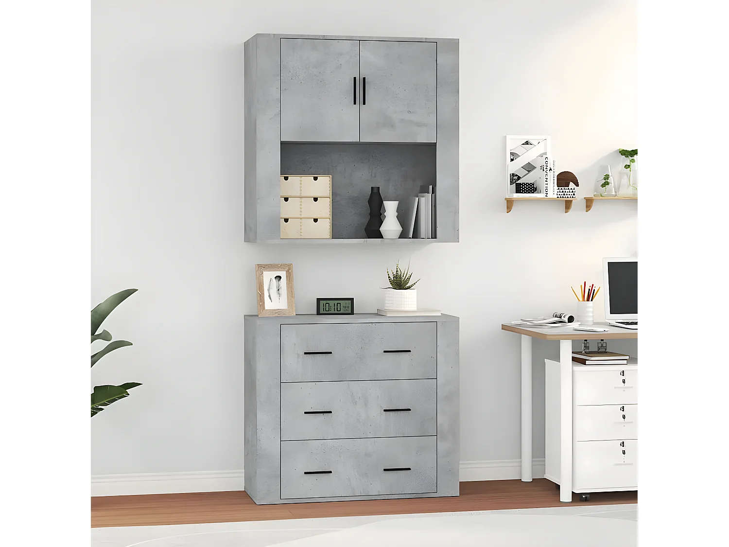 Highboard,Kommode Betongrau Holzwerkstoff -gkd420471