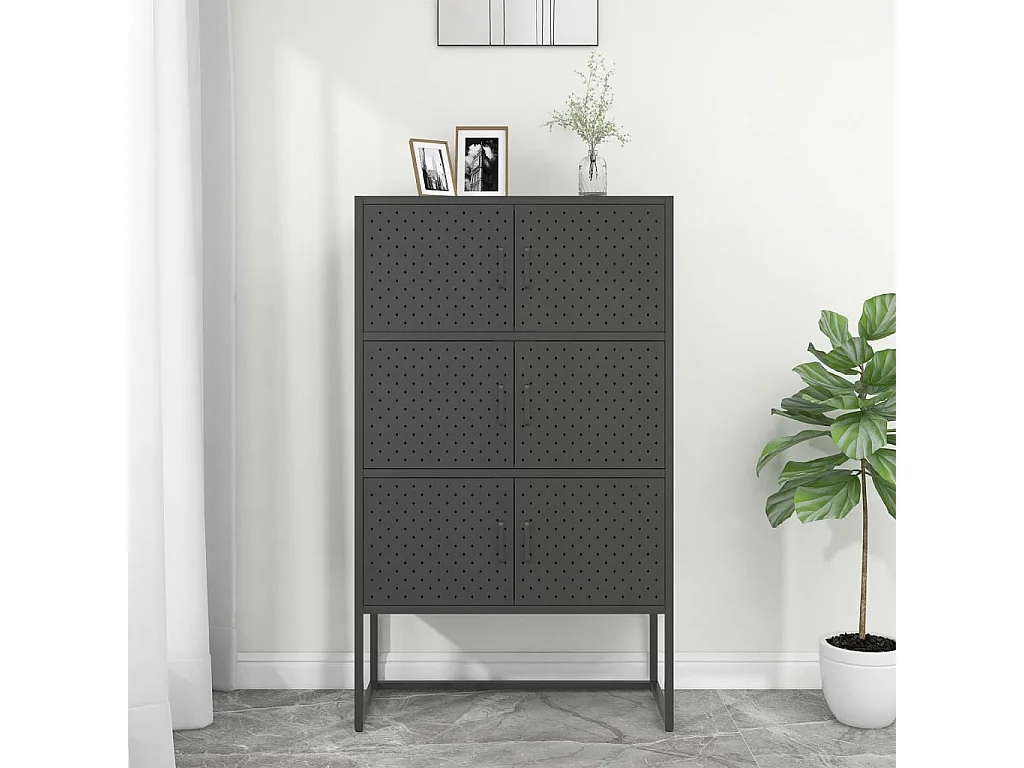 Highboard,Kommode Anthrazit 80x35x135 cm Stahl -gkd669342