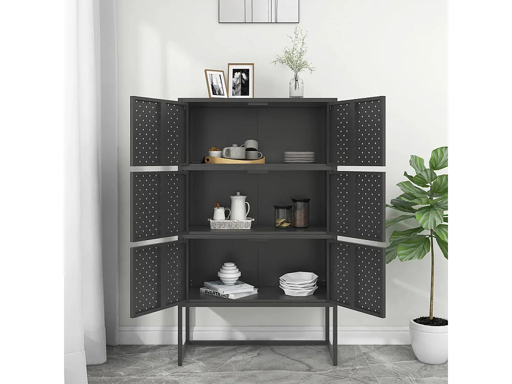 Highboard,Kommode Anthrazit 80x35x135 cm Stahl -gkd669342