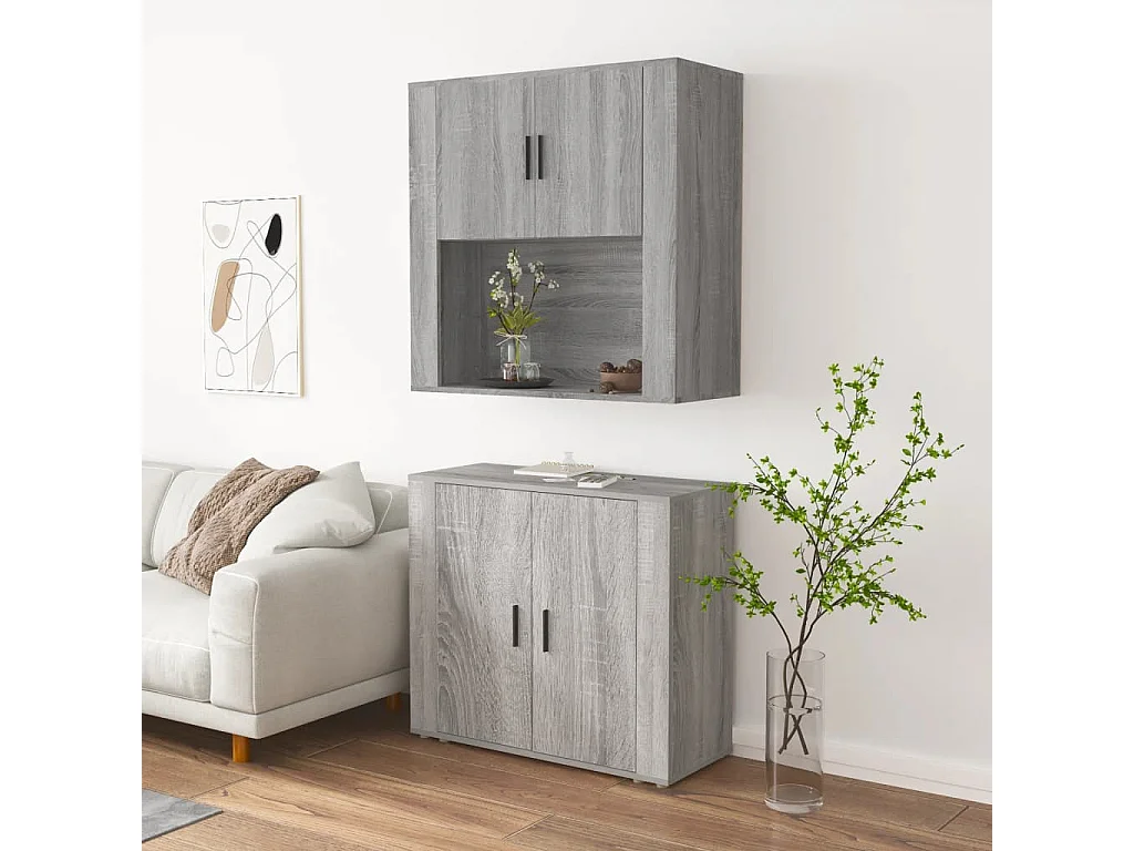 Highboard,Kommode Grau Sonoma Holzwerkstoff -gkd195534