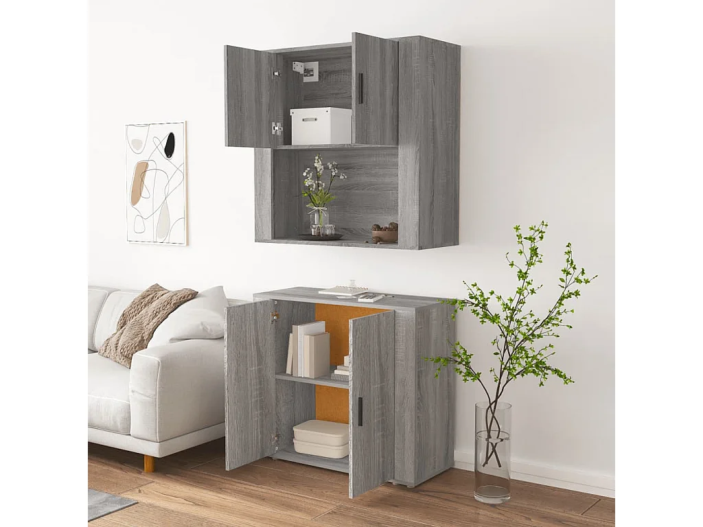 Highboard,Kommode Grau Sonoma Holzwerkstoff -gkd195534