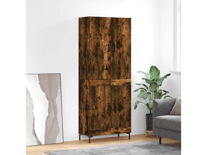 Highboard,Kommode Räuchereiche 69,5x34x180 cm Holzwerkstoff -gkd594539