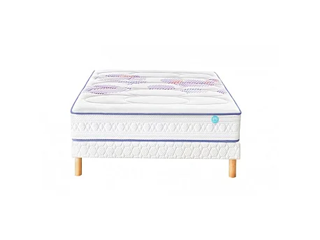 Ensemble Merinos CHILLY WAVE 651 Ressorts ensachés + 4 cm viscoélastique Sommier Morphologique 140x190