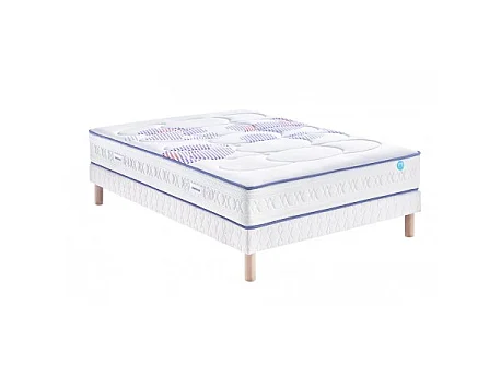 Ensemble Merinos CHILLY WAVE 651 Ressorts ensachés + 4 cm viscoélastique Sommier Morphologique 140x190