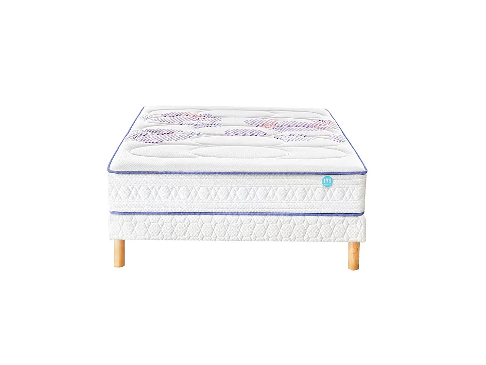 Ensemble Merinos CHILLY WAVE 651 Ressorts ensachés + 4 cm viscoélastique Sommier Morphologique 140x190